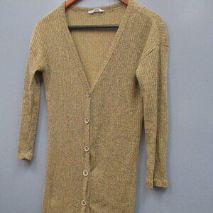 Knitworks Girls Sweater Cardigan Dress Size L (14) Beige/Black V-Neck Outfit